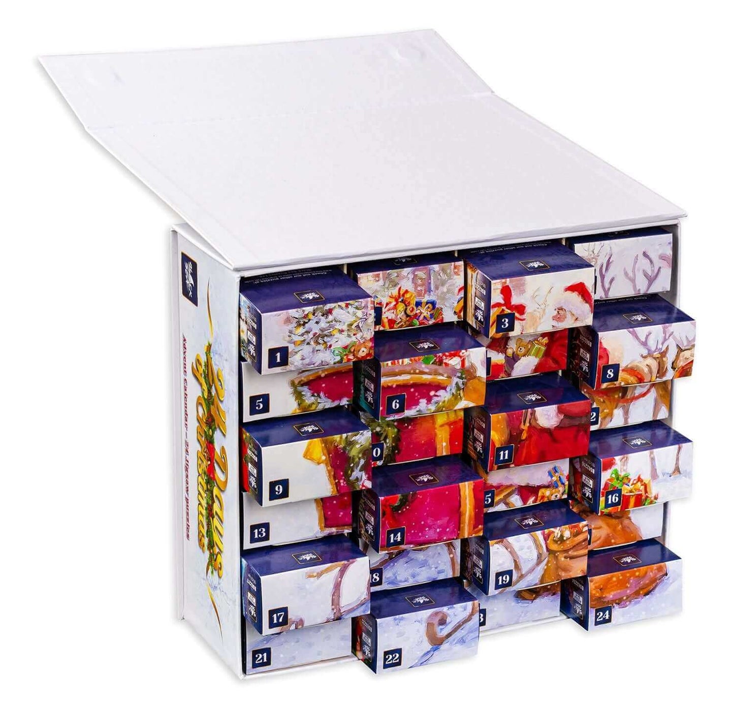 Christmas Advent Calendar 24x54 pieces - 24 Days of Christmas, Unveil a piece of Christmas magic every day with the latest addition to the Black Sea collection - an advent calendar featuring 24 thematic mini puzzles, packaged in a luxurious box. In the sp
