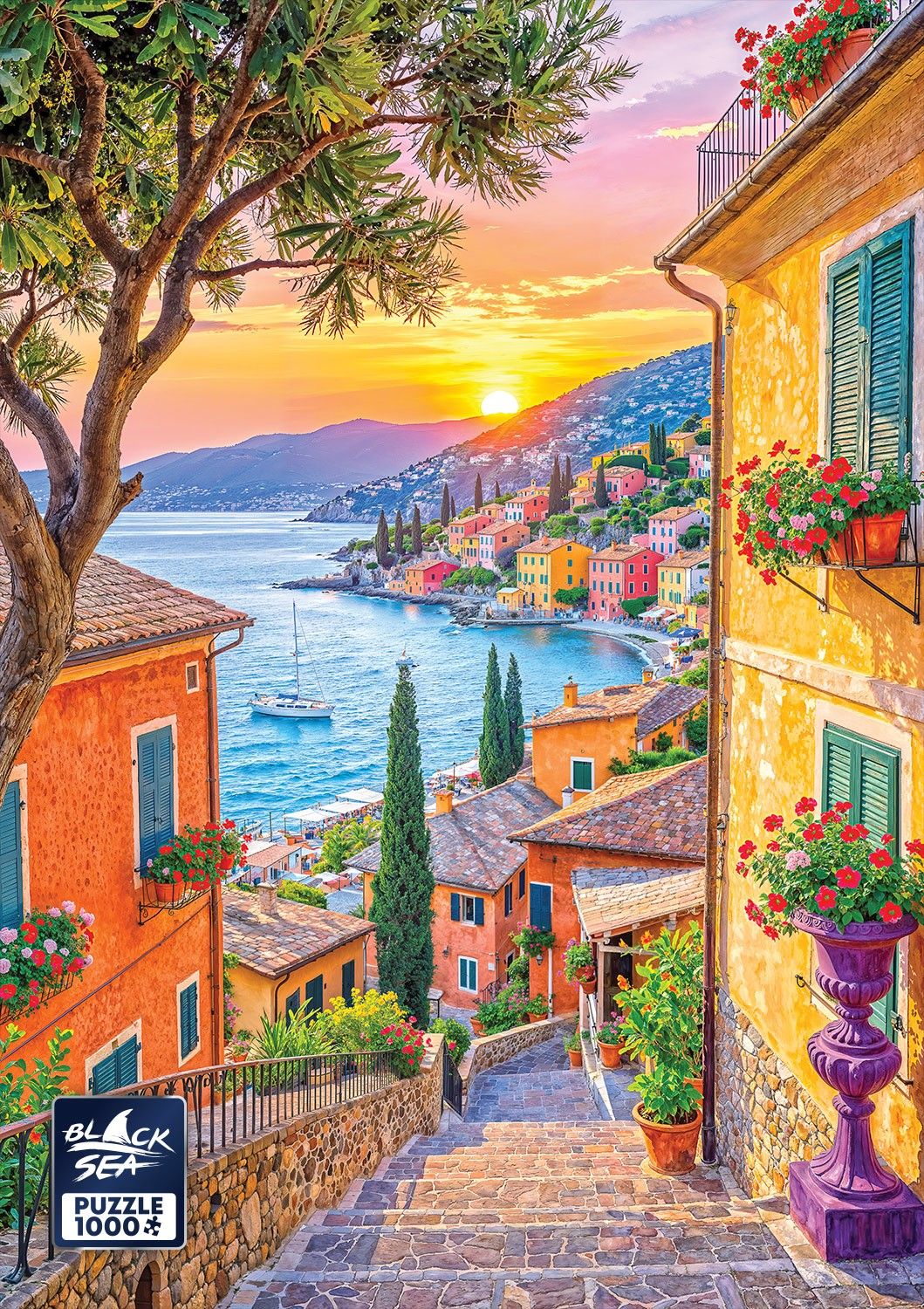 Sunset Over Portofino 1000 piece jigsaw puzzle – finished picture