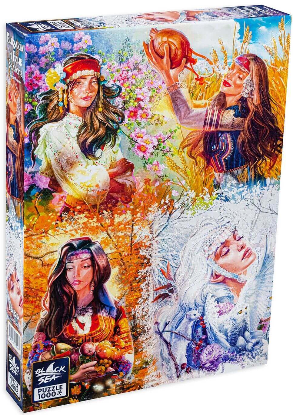 Puzzle Black Sea Premium 1000 pieces - Bulgaria in Four Seasons, This 1000 pieces puzzle describes the enchanting Bulgaria in all seasons. With the alternation of the seasons, breathtaking landscapes alternate as well. Spring showers the country with frag