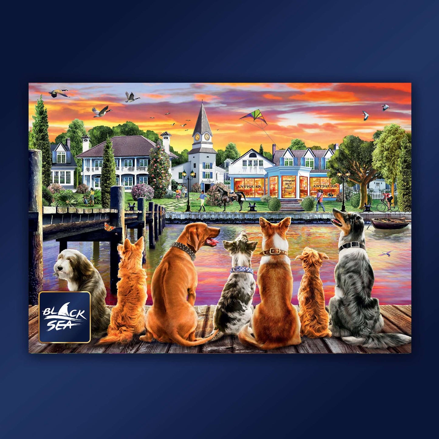 Puzzle Black Sea 1000 pieces - Dogs on the Quay, --