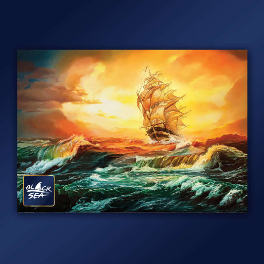 Puzzle Black Sea 1000 pieces - In the Storm, The striking contrast between the force of the sea and the fragility of the man-made object is the basis of this powerfully magnetic painting. The fair wind can turn into a raging storm in mere seconds and a ma