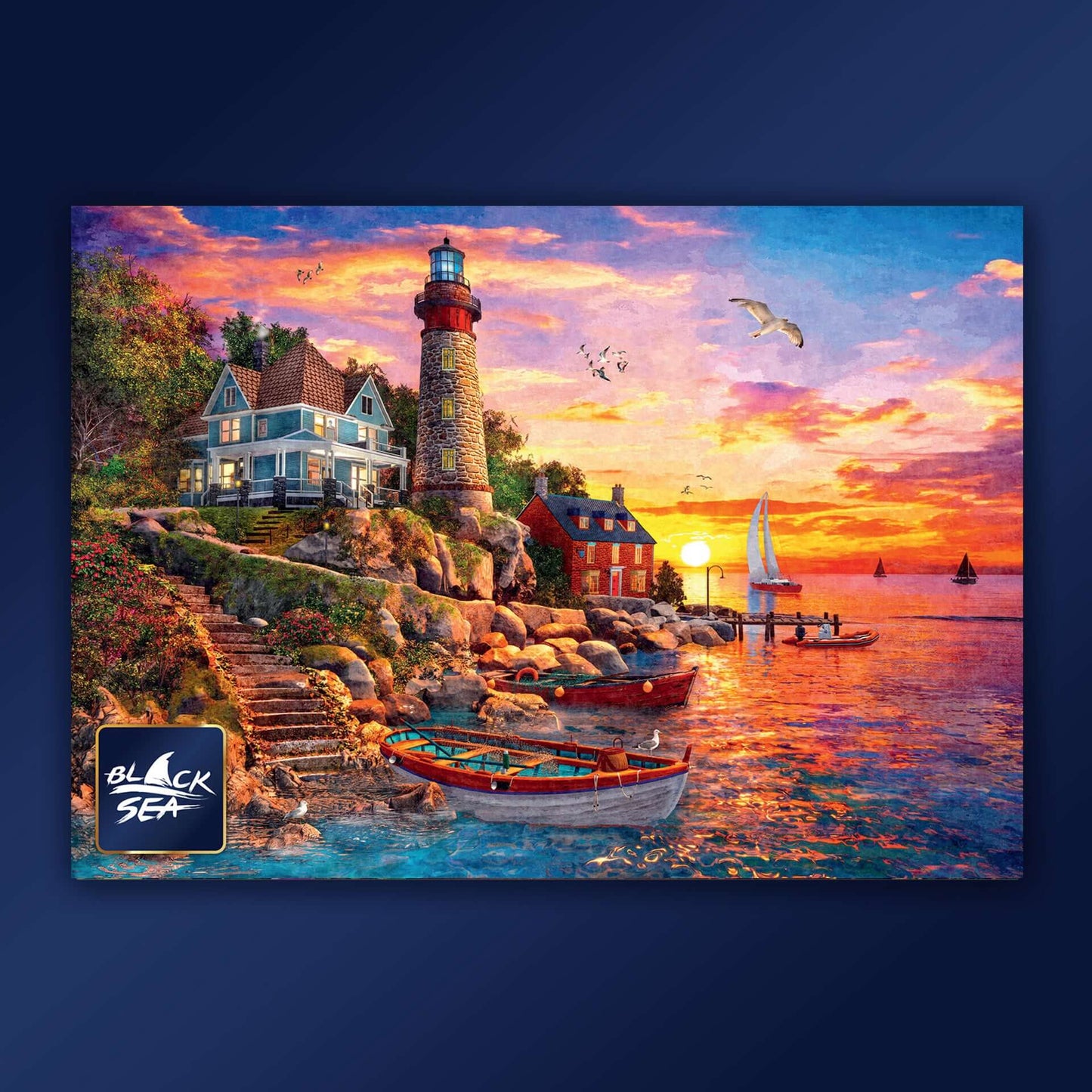 Puzzle Black Sea 1000 pieces - Lighthouse Bay, Sunset, --