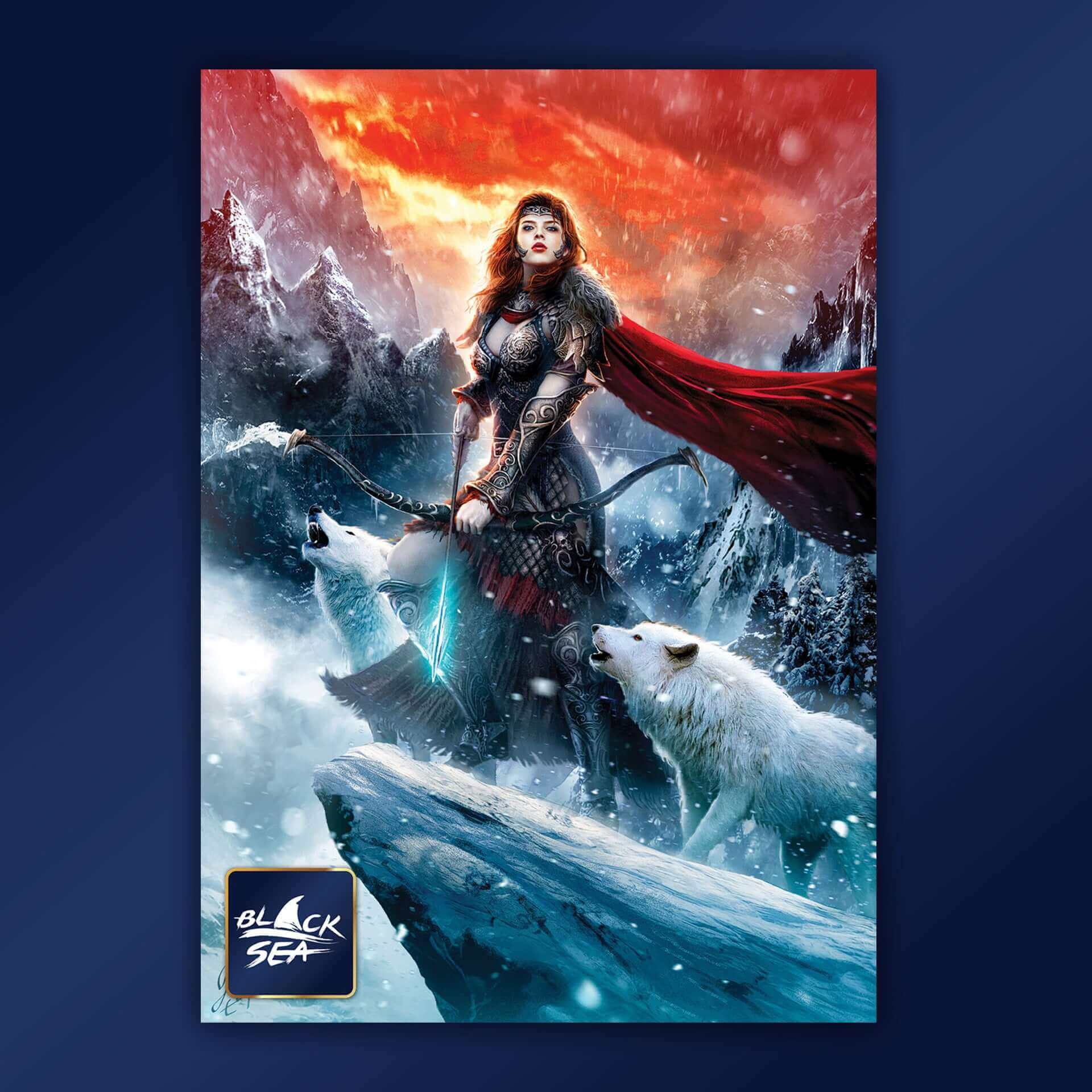 Puzzle Black Sea 1000 pieces - The Goddess of the North, In the untamed mountains of the North where winter never ends, the Goddess of the North reigns, a queen of snow and ice. A mountain warrior, a priestess of frost, her breath is like icy wind, and he