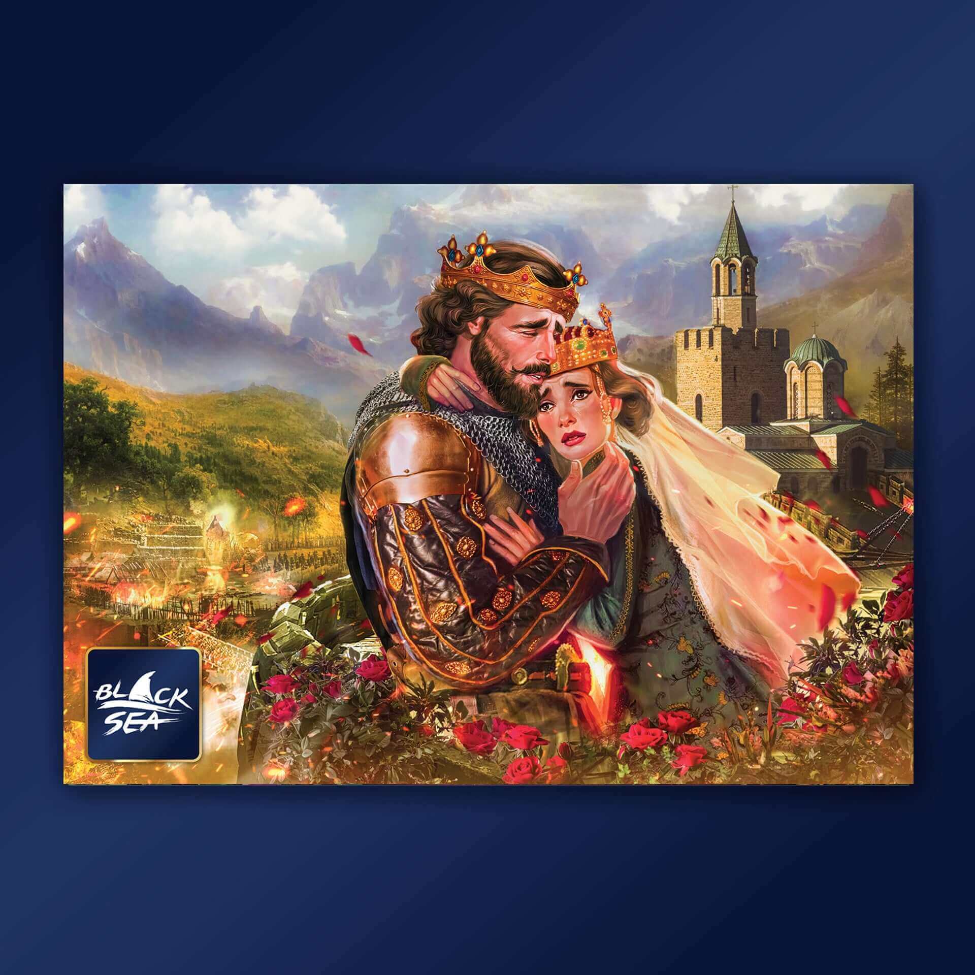 Puzzle Black Sea 1000 pieces - The last kiss of Tzar Ivan, The battle for Tarnovgrad went on for months. The siege was merciless, cruel, but the Bulgarian soldiers stood against their enemy without fear. The capital was engulfed by fierce fires, there was