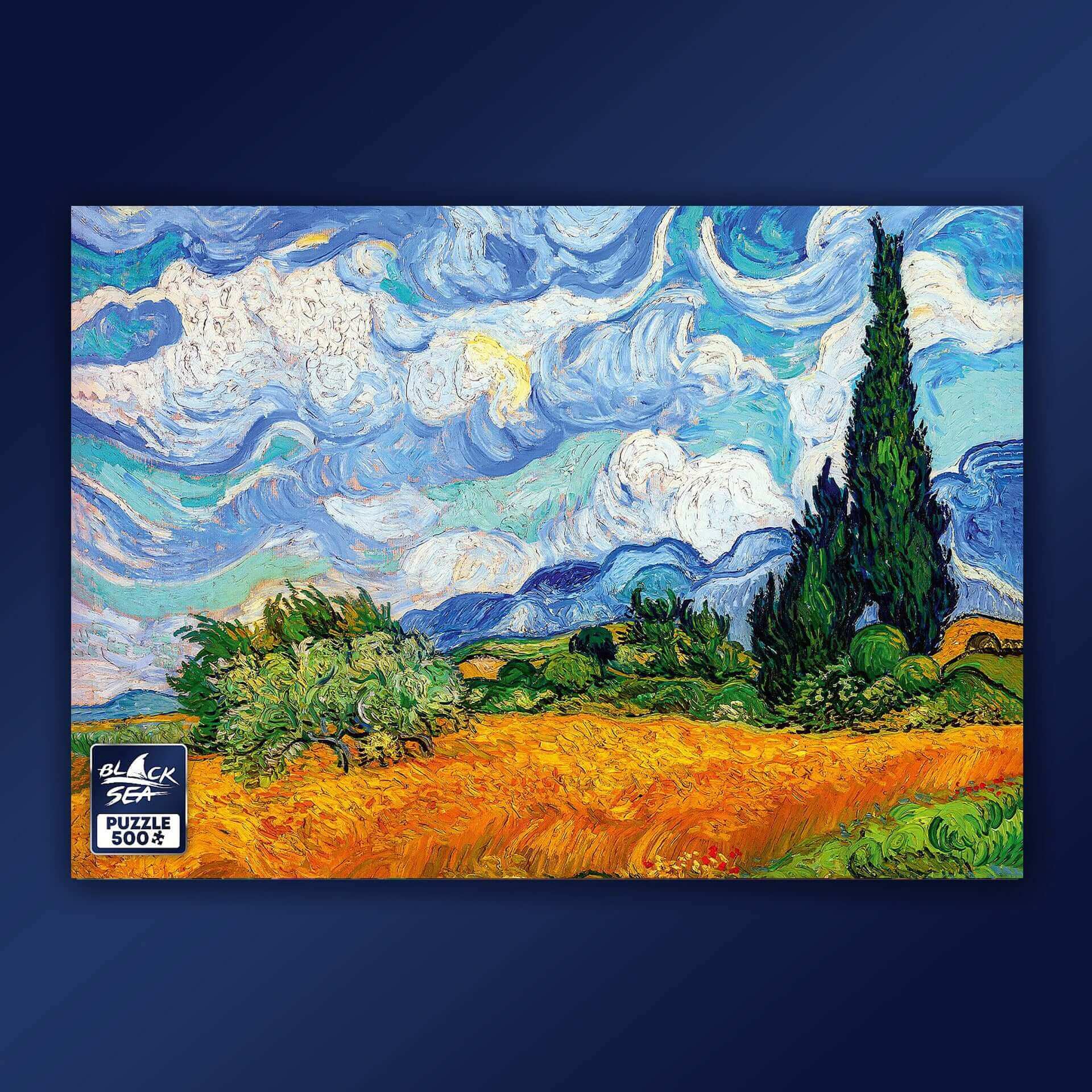 Puzzle Black Sea 500 pieces - A Wheatfield with Cypresses, -