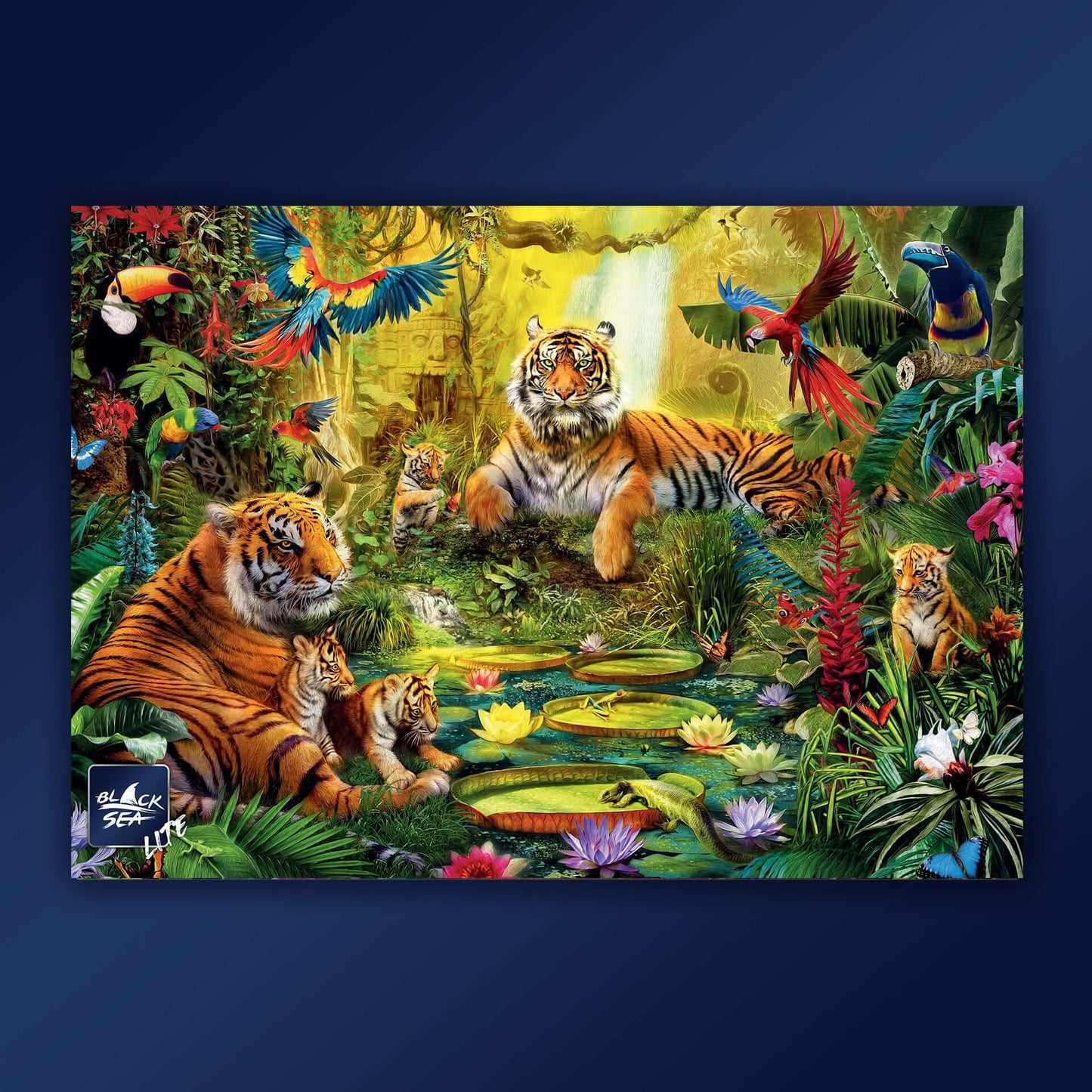Puzzle Black Sea 1000 pieces - Tiger Family in the Jungle, -