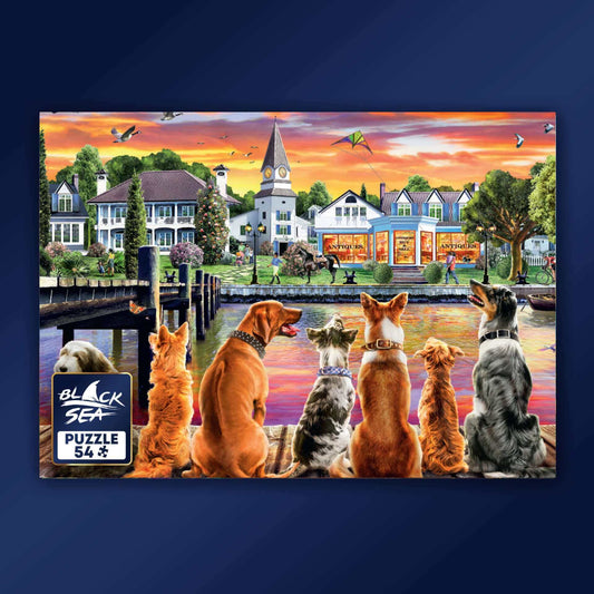 Mini puzzle Black sea 54 pieces - Dogs on the Quay, -