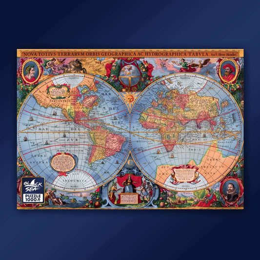 Puzzle Black Sea Premium 1000 pieces - Ancient World Map, 1630, The talented Dutch engraver and cartographer Henry Hondios (Henricus Hondius) created an ancient map in 1630, which since then arouses admiration, and from the distance of time we can rightly