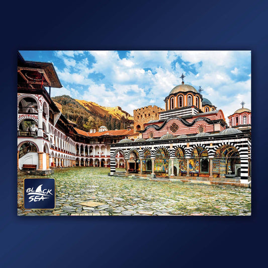 Puzzle Black Sea Premium 1000 pieces - Rila Monastery, The Rila Monastery is one of the most significant cultural monuments in Bulgaria. The monastery is the second biggest on the Balkans and it is included in UNESCO’s World Heritage List. Since its found