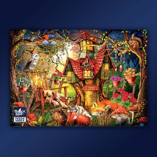 Puzzle Black Sea Premium 1000 pieces - Sleepy Time, A light breeze creeps into the quiet forest. The animals sleep deeply and are huddled in the coziness of nature. The scent of wildflowers is carried around and the song of the birds is no longer heard so