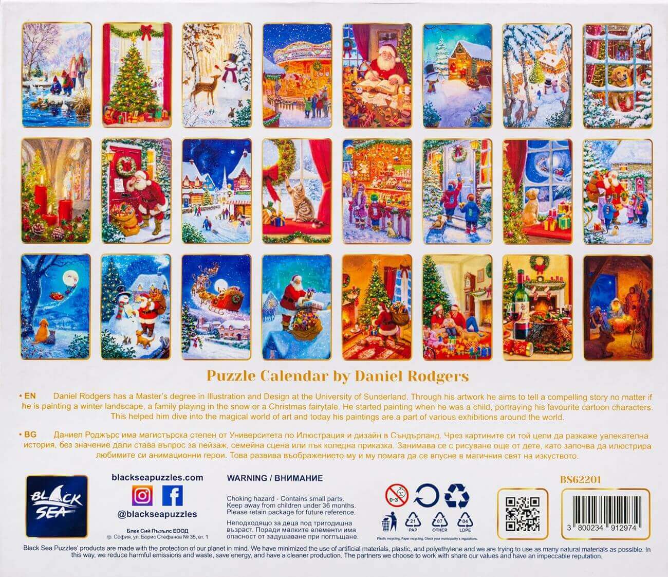 Christmas Advent Calendar 24x54 pieces - 24 Days of Christmas, Unveil a piece of Christmas magic every day with the latest addition to the Black Sea collection - an advent calendar featuring 24 thematic mini puzzles, packaged in a luxurious box. In the sp