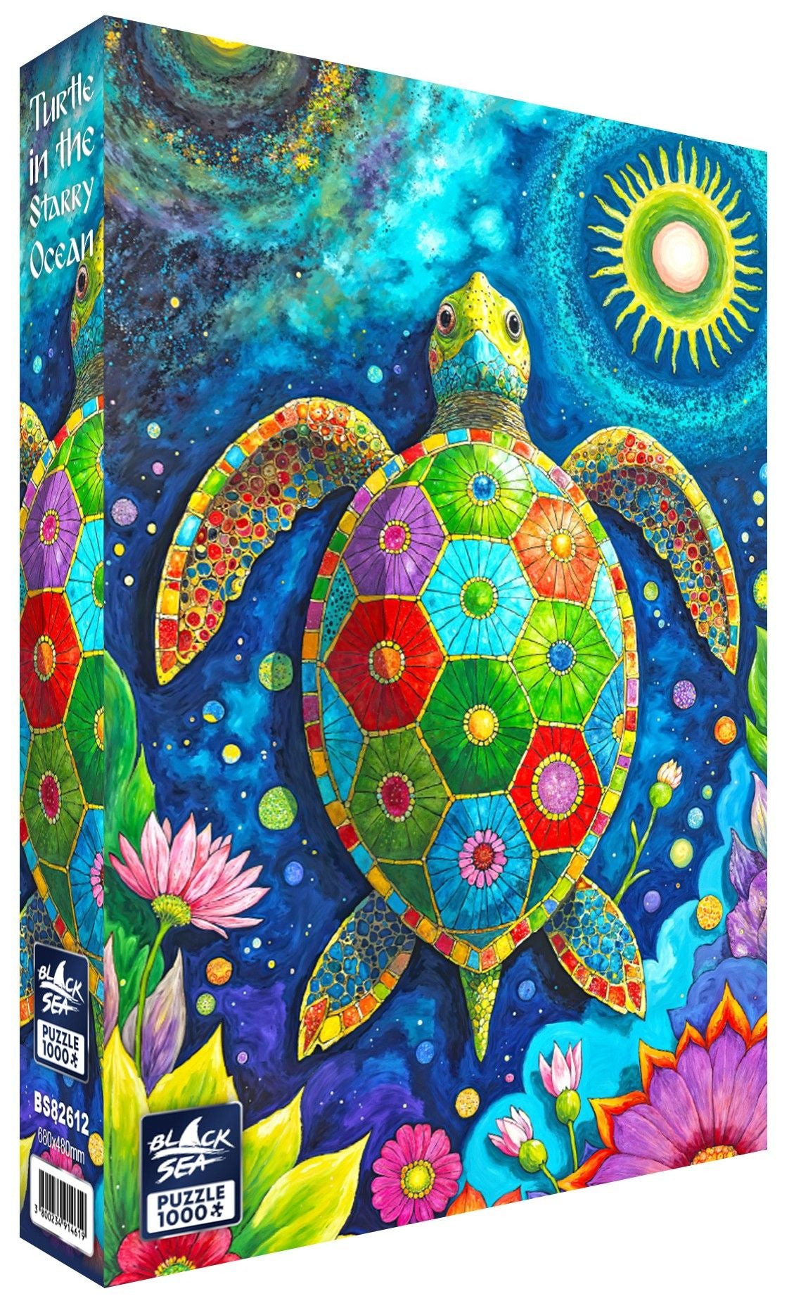 Turtle in the Starry Ocean 1000 piece jigsaw puzzle by Black Sea Puzzles – box