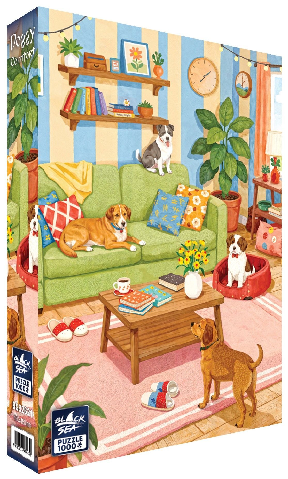 Doggy Comfort 1000 piece jigsaw puzzle by Black Sea Puzzles – box
