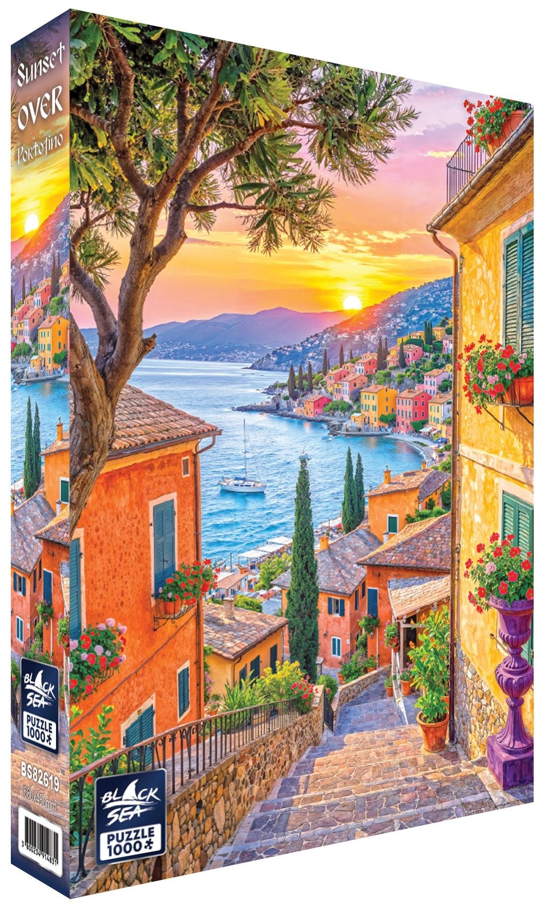 Sunset Over Portofino 1000 piece jigsaw puzzle by Black Sea Puzzles – box