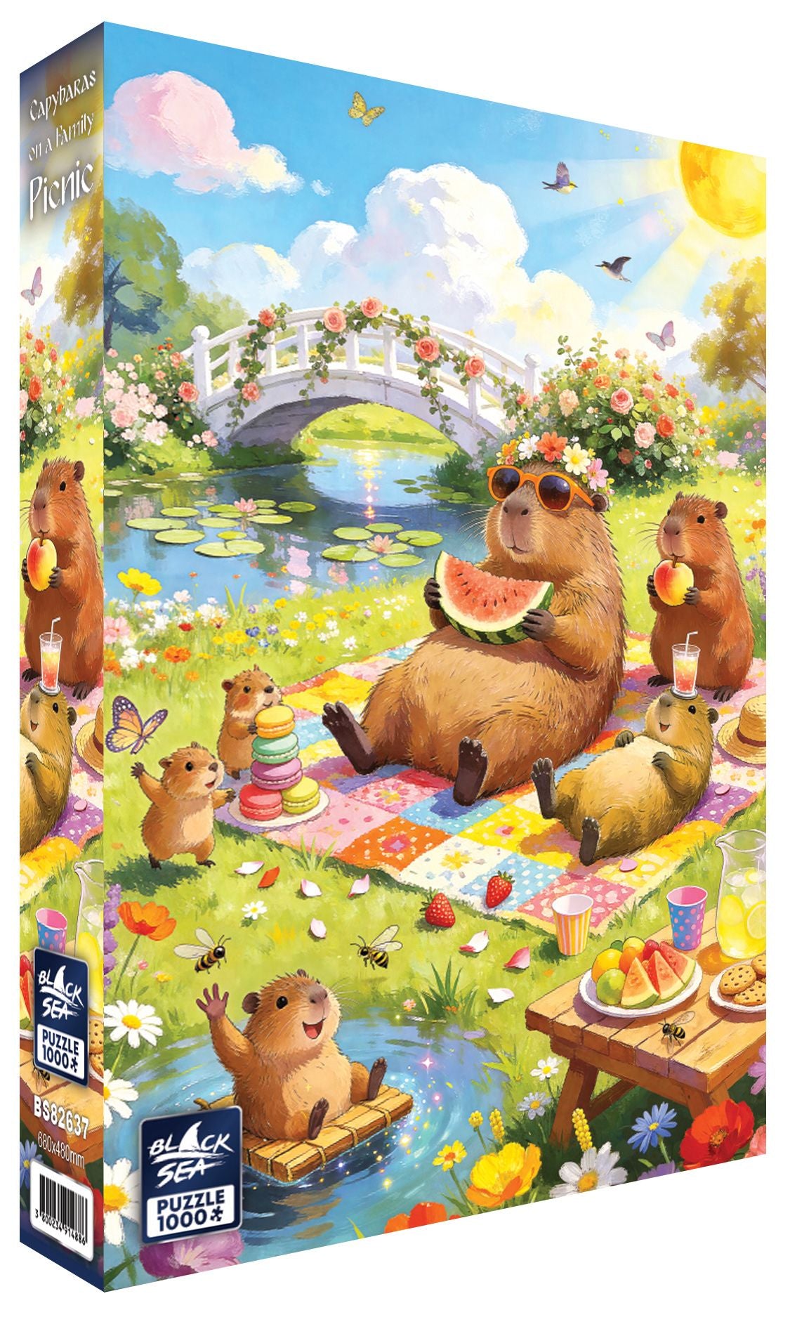 Capybaras on a Family Picnic 1000 piece jigsaw puzzle by Black Sea Puzzles – box