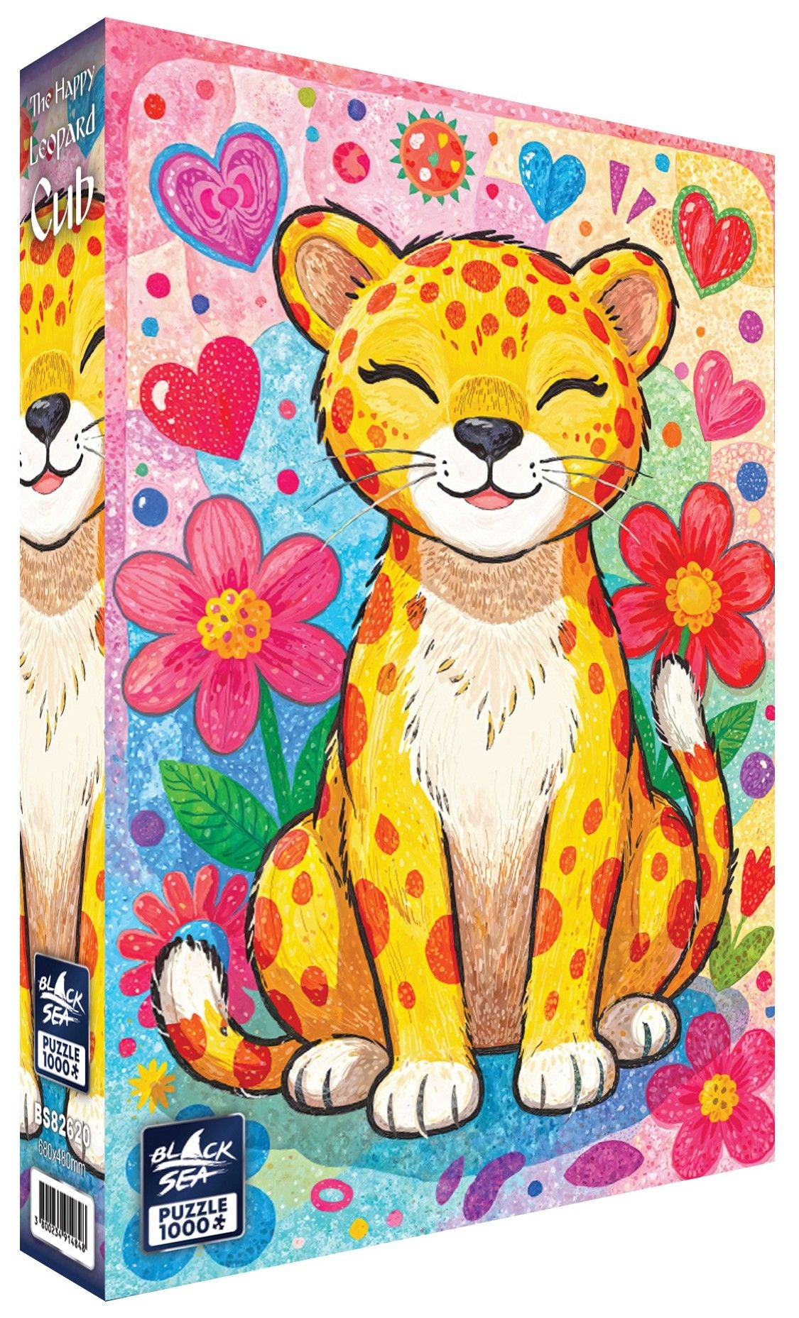 The Happy Leopard Cub 1000 piece jigsaw puzzle by Black Sea Puzzles – box