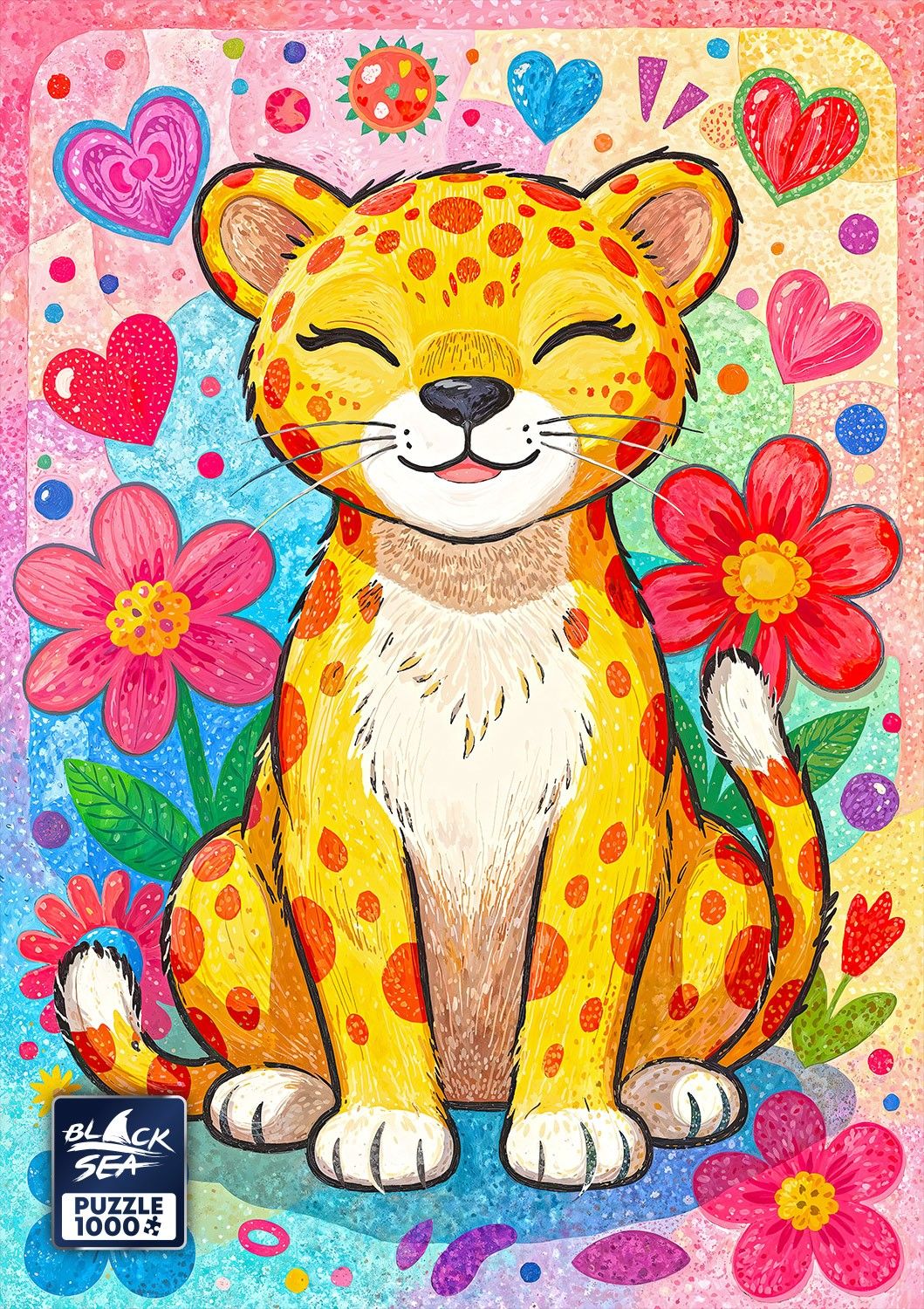 The Happy Leopard Cub 1000 piece jigsaw puzzle – finished picture