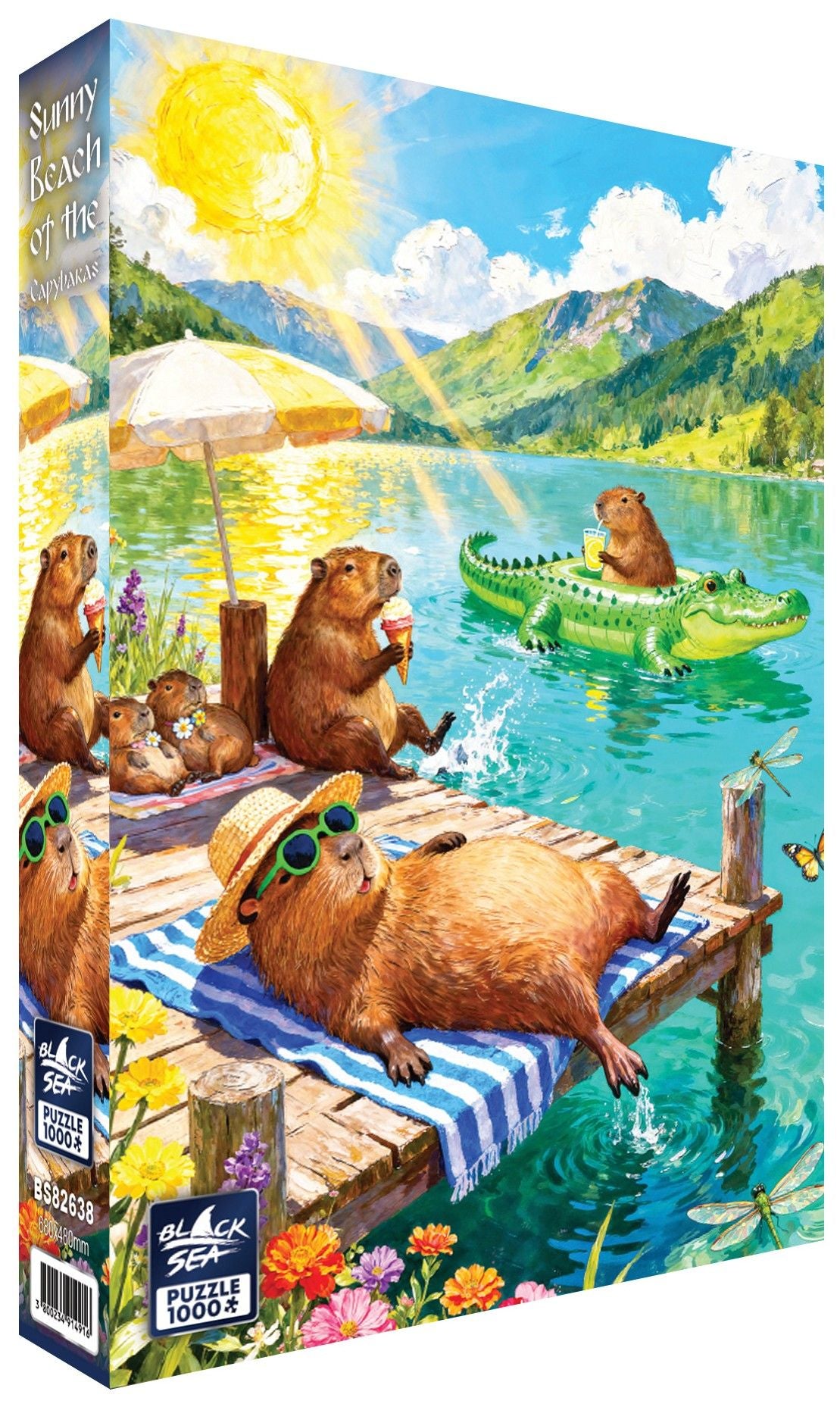 Sunny Beach of the Capybaras 1000 piece jigsaw puzzle by Black Sea Puzzles – box