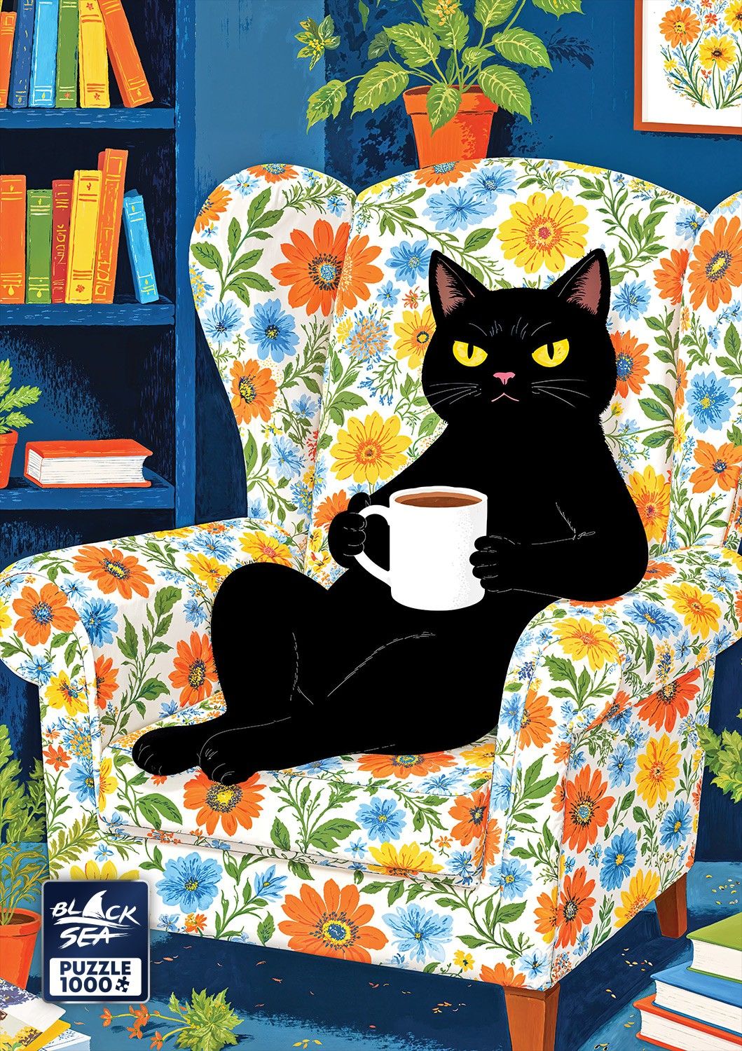 The Black Cat's Afternoon 1000 piece jigsaw puzzle – finished picture