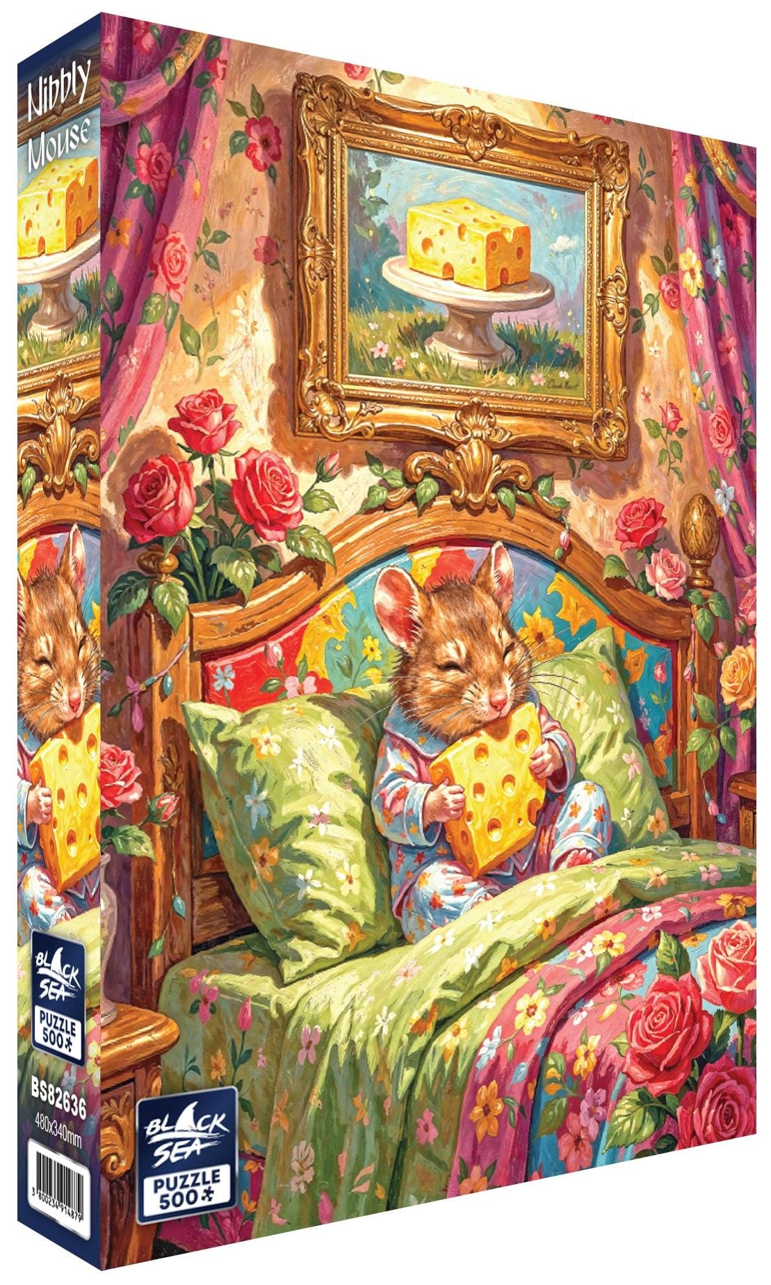 Nibbly Mouse 500 piece jigsaw puzzle by Black Sea Puzzles – box