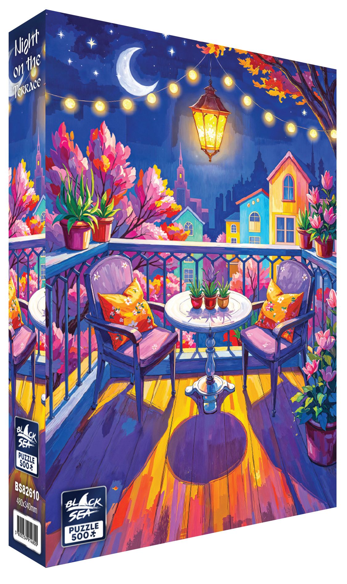Night on the Terrace 500 piece jigsaw puzzle by Black Sea Puzzles – box