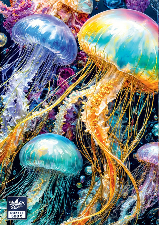 Puzzle Black Sea 500 pieces - Precious creatures: Jellyfish