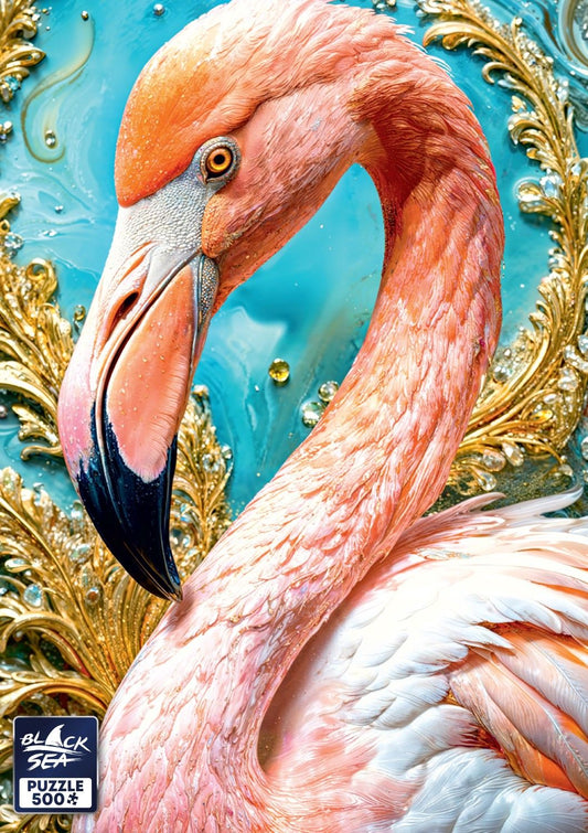 Puzzle Black Sea 500 pieces - Precious creatures: Pink flamingo