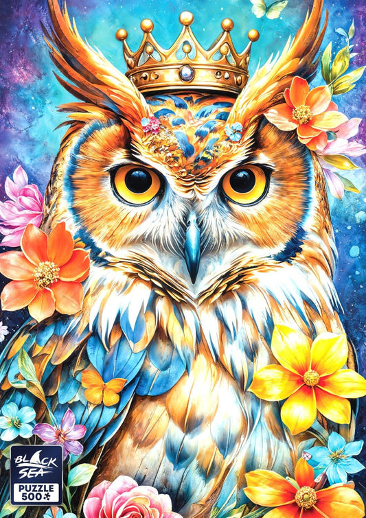 Puzzle Black Sea 500 pieces - Among the Flowers: Owl