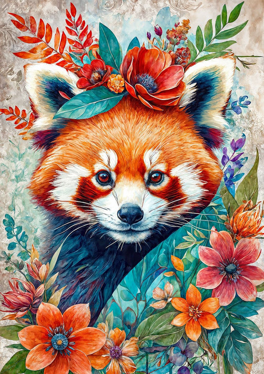 Puzzle Black Sea 500 pieces - Among the Flowers: Red panda