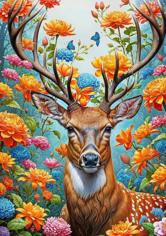 Puzzle Black Sea 500 pieces - Among the Flowers: Deer