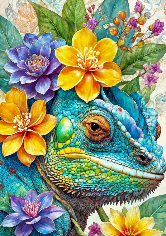Puzzle Black Sea 500 pieces - Among the Flowers: Chameleon