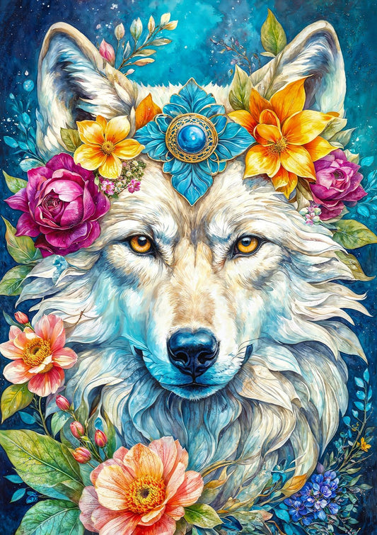 Puzzle Black Sea 500 pieces - Among the Flowers: Wolf