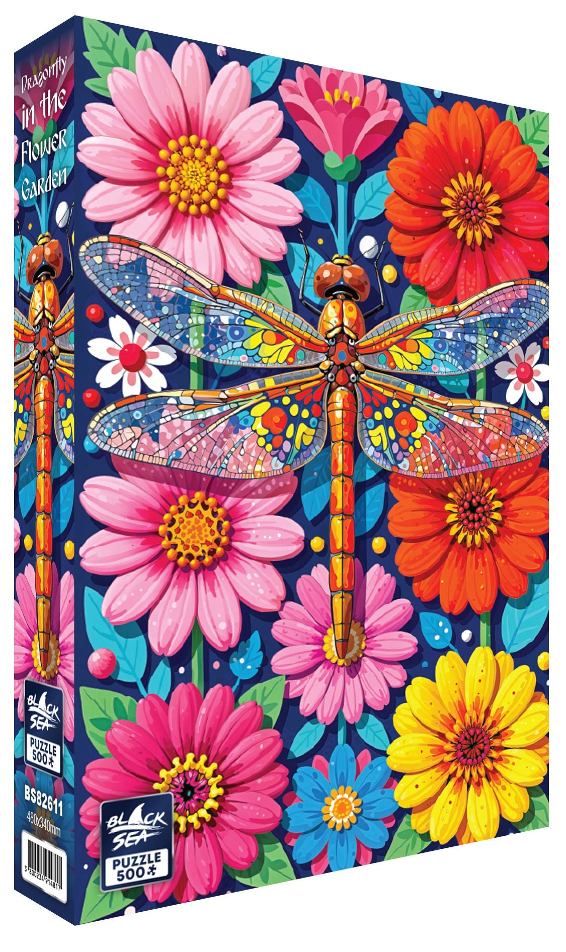Dragonfly in the Flower Garden 500 piece jigsaw puzzle by Black Sea Puzzles – box