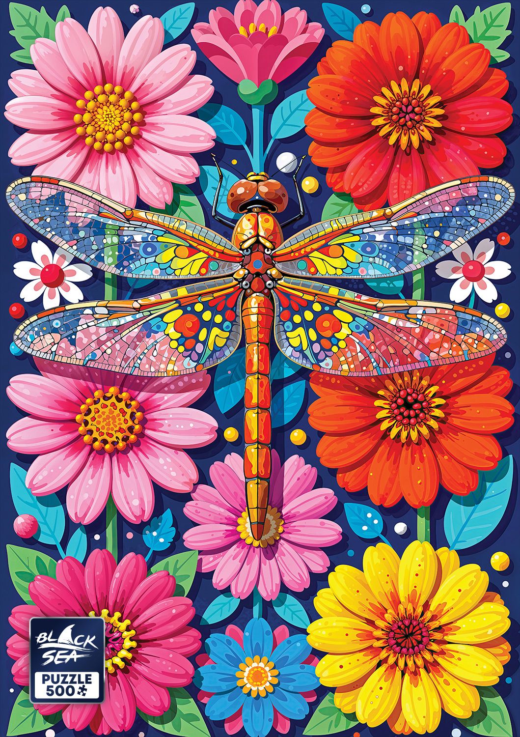 Dragonfly in the Flower Garden 500 piece jigsaw puzzle – finished picture