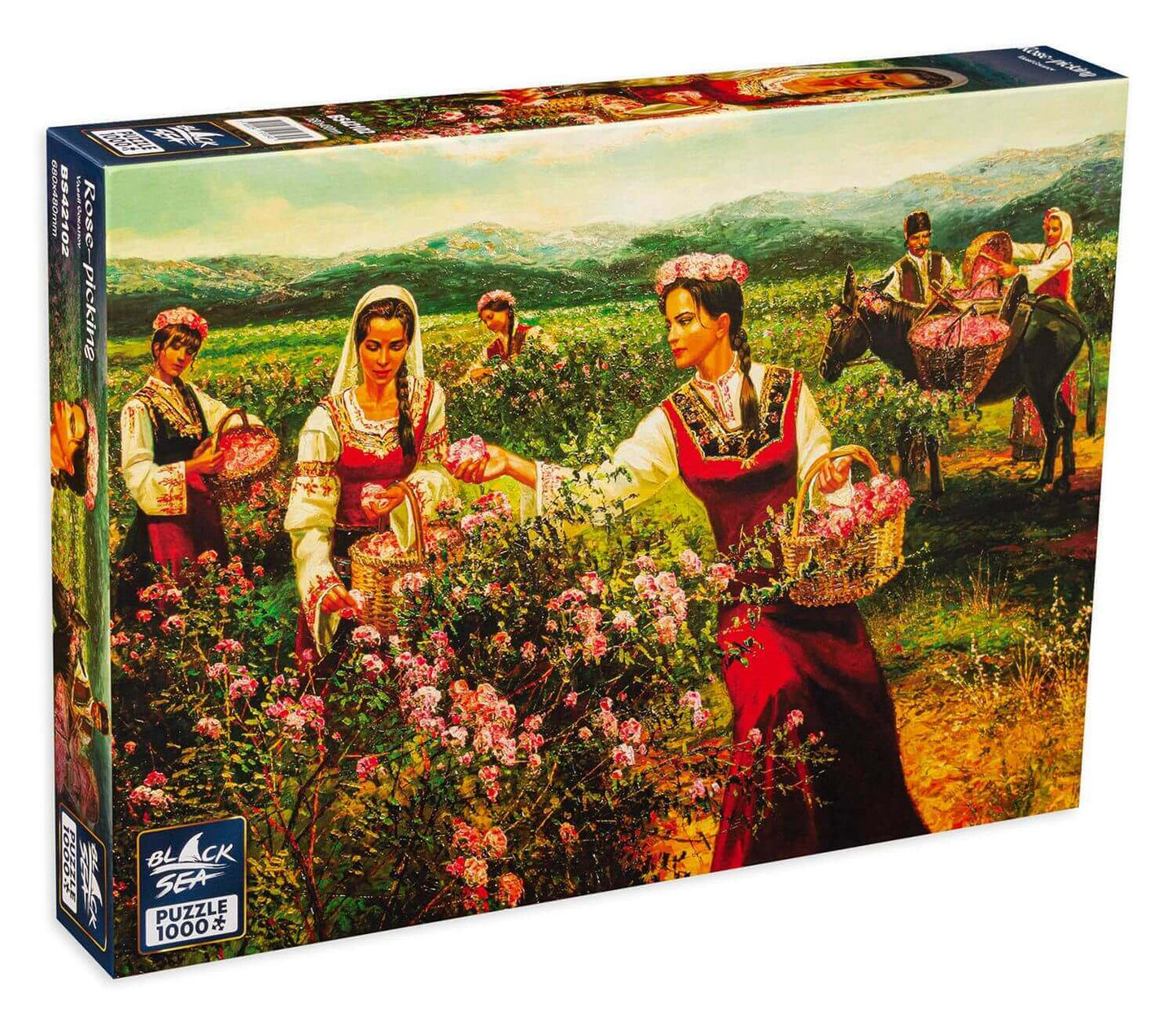 Puzzle Black Sea 1000 pieces - Rose picking, Bulgaria is blessed with magically beautiful nature and roses are one of its treasures that have earned worldwide recognition. Rose flowers are soft and tender, and their scent brings along a feeling of purity,