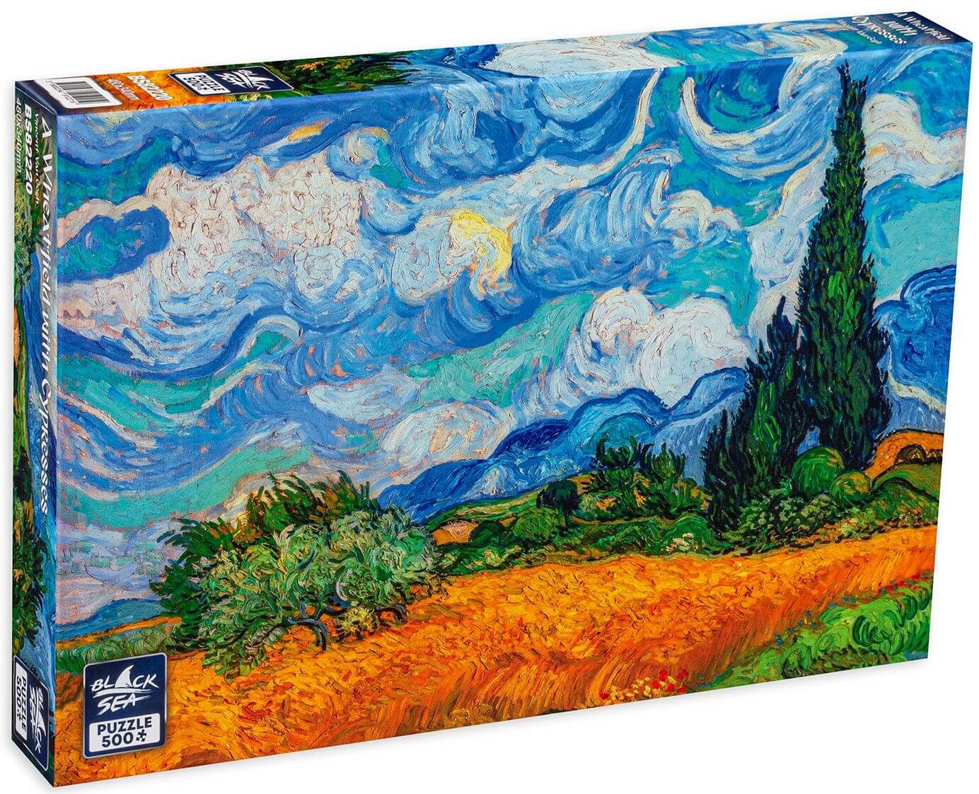 Puzzle Black Sea 500 pieces - A Wheatfield with Cypresses, -