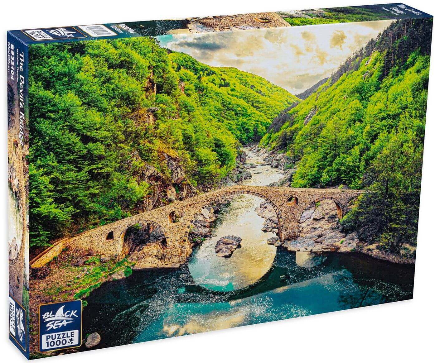 Puzzle Black Sea Premium 1000 pieces - Devil’s Bridge, The Devil’s Bridge that crosses Arda River in the vicinity of the town of Ardino is amazing not only because of its construction, but with the mysterious legends associated with it too. It is one of t