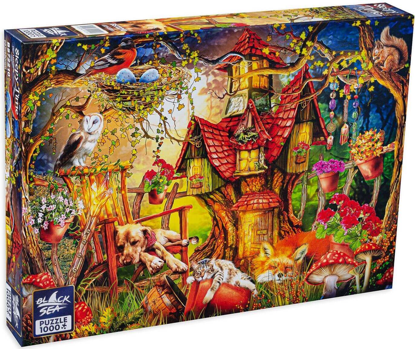 Puzzle Black Sea Premium 1000 pieces - Sleepy Time, A light breeze creeps into the quiet forest. The animals sleep deeply and are huddled in the coziness of nature. The scent of wildflowers is carried around and the song of the birds is no longer heard so