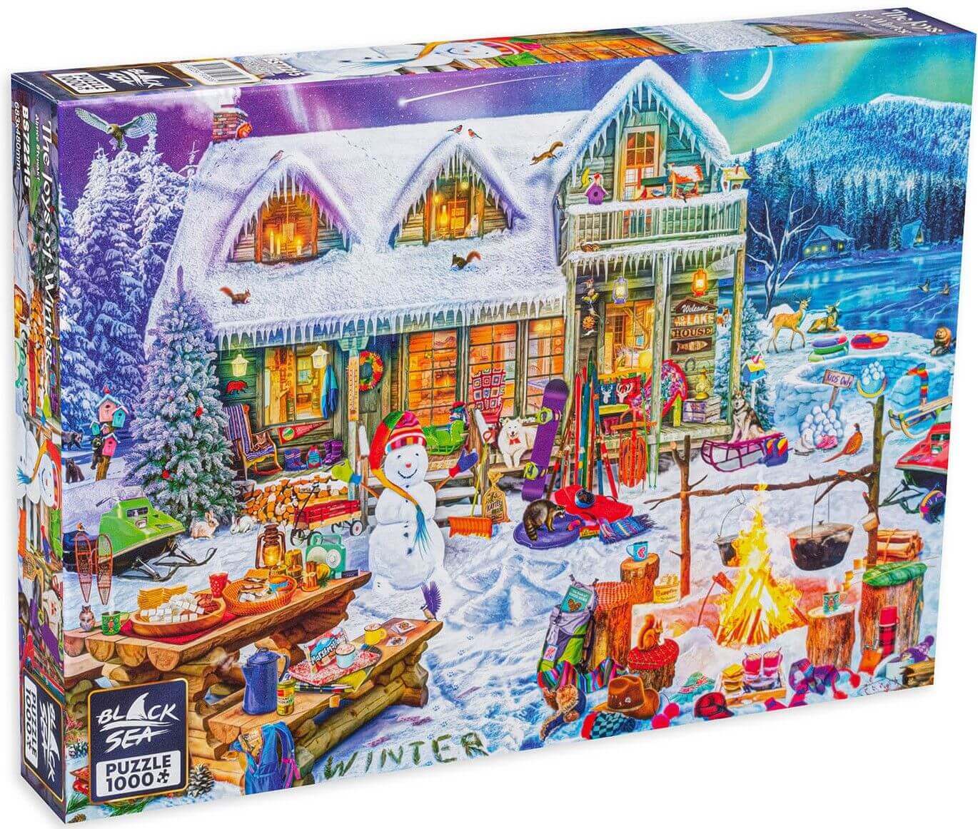 Puzzle Black Sea Premium 1000 pieces - The Joys of Winter, Experience the wintertime joys with a cup of hot chocolate in your hand, a favourite blanket, and a puzzle, which breathes life into the perfect winter imagined by you! Merry-making, figures made