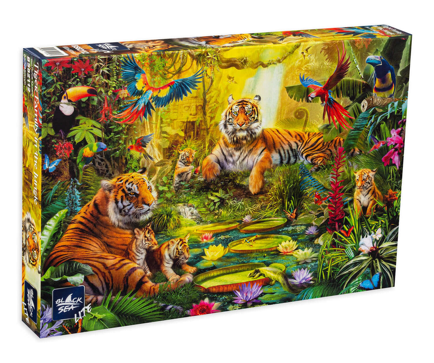 Puzzle Black Sea 1000 pieces - Tiger Family in the Jungle