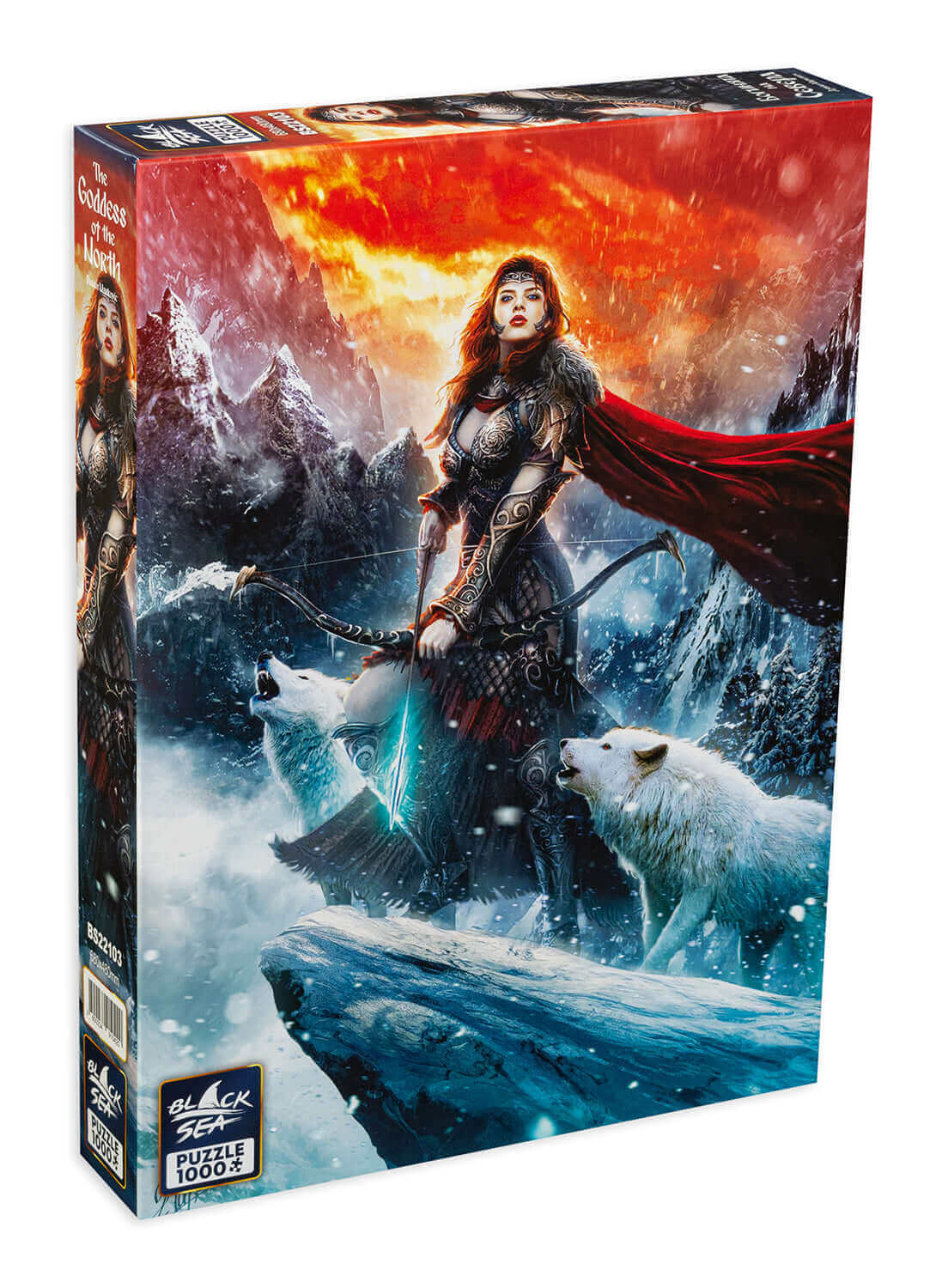 Puzzle Black Sea 1000 pieces - The Goddess of the North, In the untamed mountains of the North where winter never ends, the Goddess of the North reigns, a queen of snow and ice. A mountain warrior, a priestess of frost, her breath is like icy wind, and he