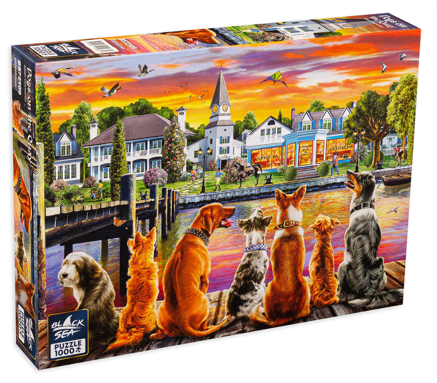 Puzzle Black Sea 1000 pieces - Dogs on the Quay