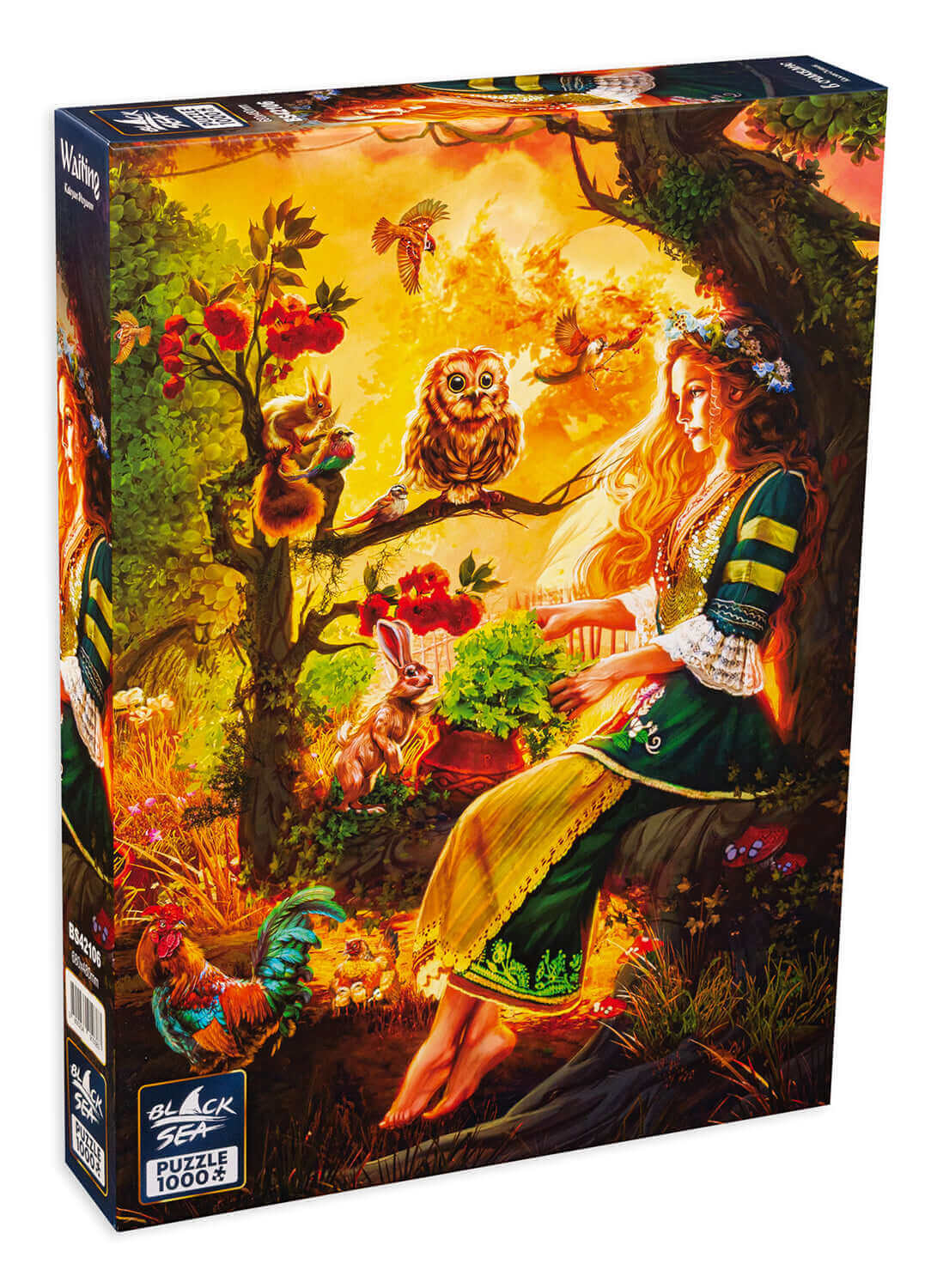 Puzzle Black Sea 1000 pieces - Waiting, Kaloyan Stoyanov found the inspiration for this colourful painting in scenes of rural life. He painted it especially for the fans of jigsaw puzzles. Set in a rural environment, among animals and plants, its colours