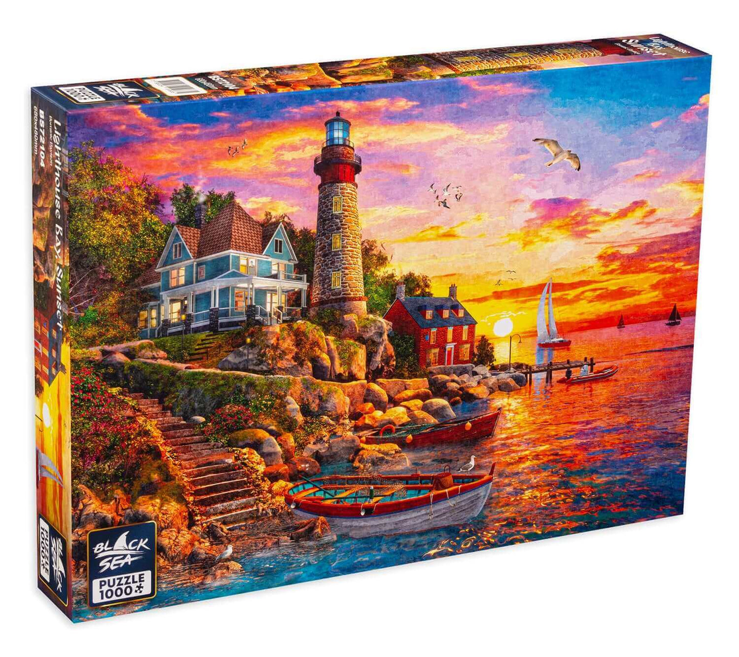 Puzzle Black Sea 1000 pieces - Lighthouse Bay, Sunset