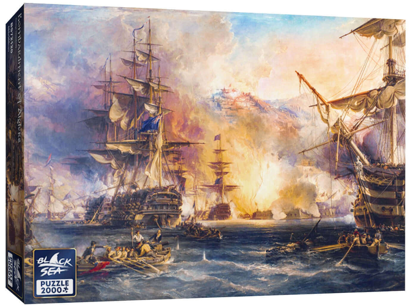 Puzzle Black Sea 2000 pieces - Bombardment of Algiers, Sometimes the cost of justice is enormous - thousands of victims fall in her name and there have been many bloody and devastating battles. The painting of George Chambers shows a battle in the name of