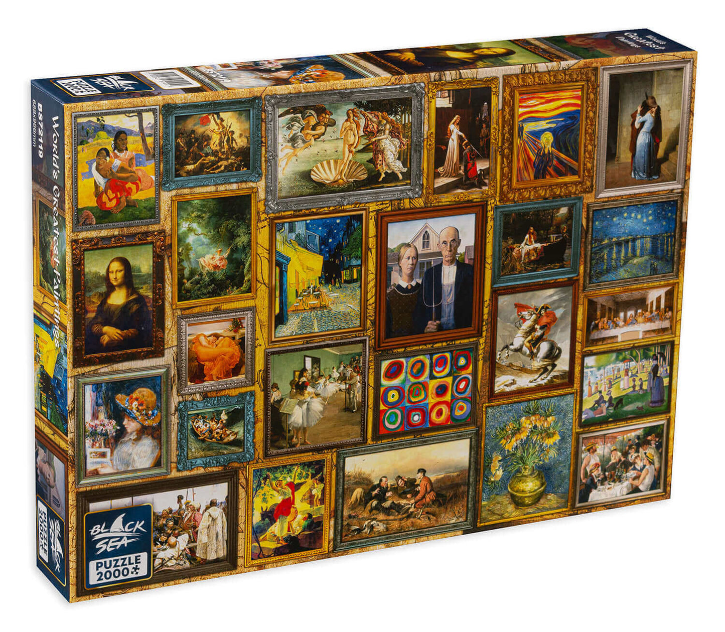 Puzzle Black Sea 2000 pieces - World's Greatest Paintings, Why enjoy just one painting when you could have 25? In front of you is a skillful collage made up of some of the greatest artworks of the visual arts, amongst which are masterpieces like Mona Lisa